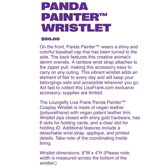 Loungefly Lisa Frank Panda Painter Cosplay Backpack/Wallet Set - Picture 14 of 14